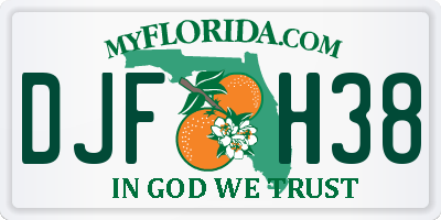 FL license plate DJFH38