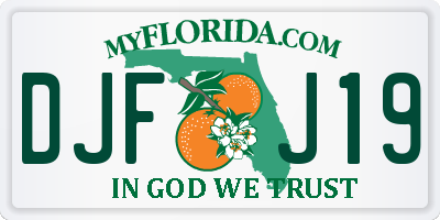 FL license plate DJFJ19