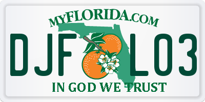 FL license plate DJFL03