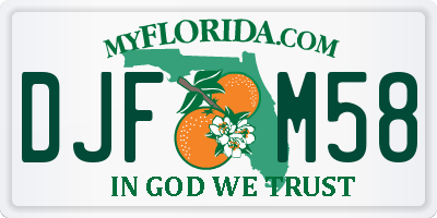 FL license plate DJFM58