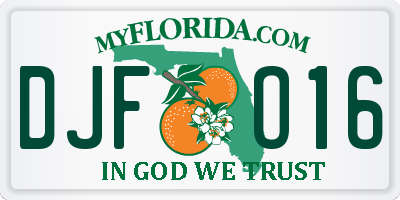 FL license plate DJFO16