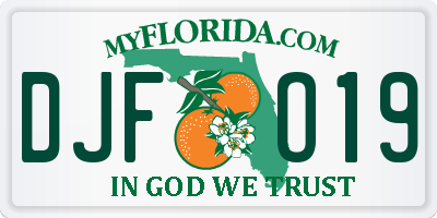 FL license plate DJFO19