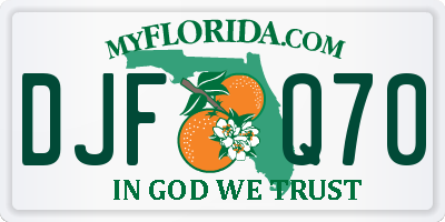 FL license plate DJFQ70