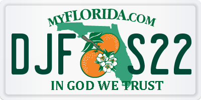 FL license plate DJFS22