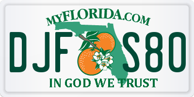 FL license plate DJFS80