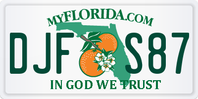 FL license plate DJFS87