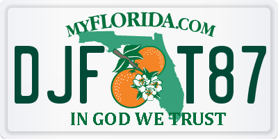 FL license plate DJFT87