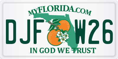 FL license plate DJFW26