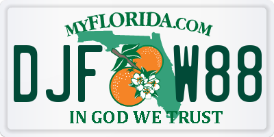 FL license plate DJFW88