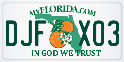 FL license plate DJFX03