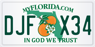 FL license plate DJFX34