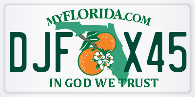 FL license plate DJFX45