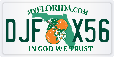 FL license plate DJFX56