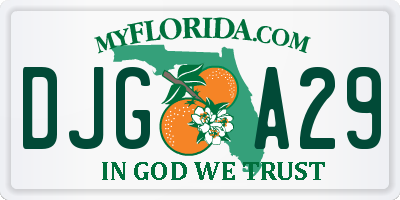 FL license plate DJGA29