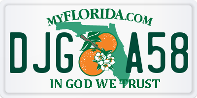 FL license plate DJGA58