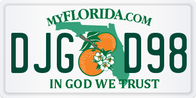 FL license plate DJGD98