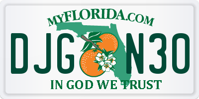 FL license plate DJGN30