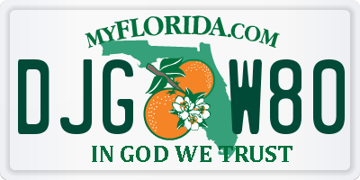 FL license plate DJGW80