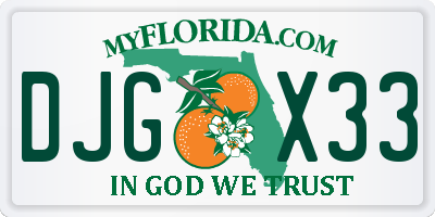 FL license plate DJGX33