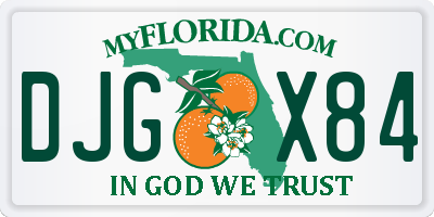 FL license plate DJGX84