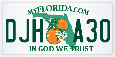 FL license plate DJHA30