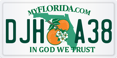 FL license plate DJHA38