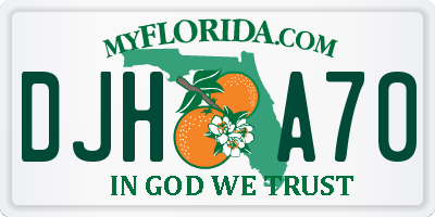 FL license plate DJHA70