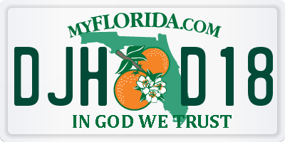 FL license plate DJHD18
