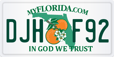 FL license plate DJHF92