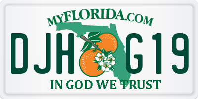 FL license plate DJHG19