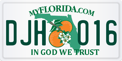FL license plate DJHO16