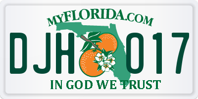 FL license plate DJHO17