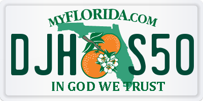 FL license plate DJHS50