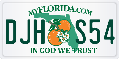 FL license plate DJHS54