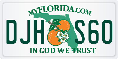 FL license plate DJHS60