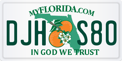 FL license plate DJHS80