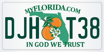 FL license plate DJHT38