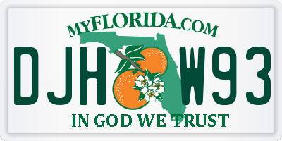FL license plate DJHW93
