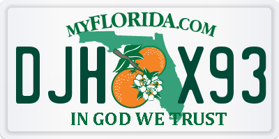 FL license plate DJHX93
