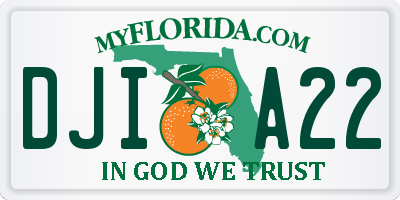 FL license plate DJIA22