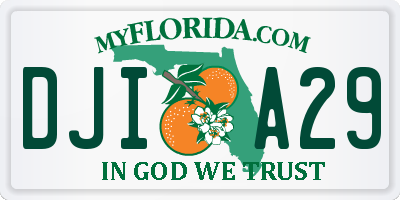 FL license plate DJIA29
