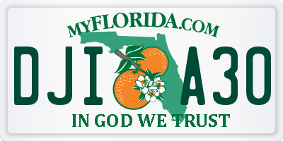 FL license plate DJIA30