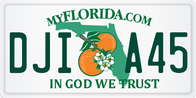 FL license plate DJIA45