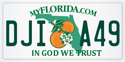 FL license plate DJIA49