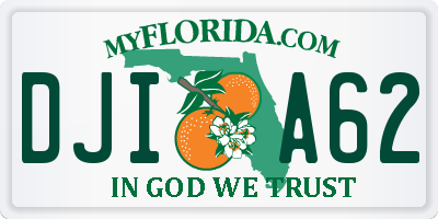 FL license plate DJIA62
