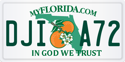 FL license plate DJIA72