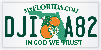 FL license plate DJIA82