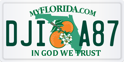 FL license plate DJIA87