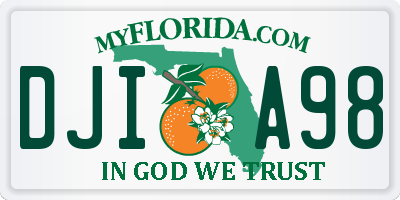 FL license plate DJIA98