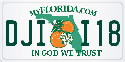 FL license plate DJII18